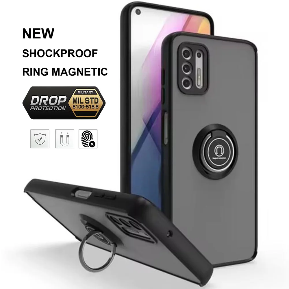 Shockproof Matte Clear Magnetic Ring Holder Case