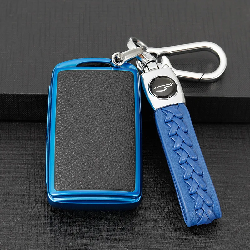 VekAuto Key Fob Cover For Mazda CX-3, CX-4, CX-5 | Porcelain Pattern, Blue TPU, Protective Shell - View #5