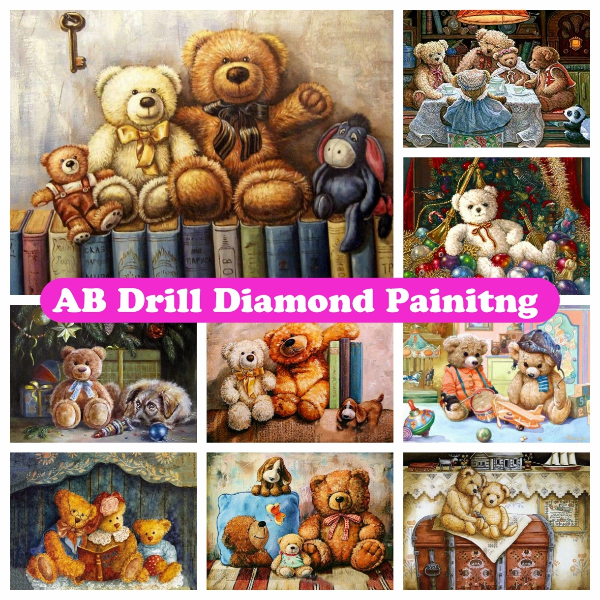 Luxury AB Velvet Diamond Painting Kit -Little Bear