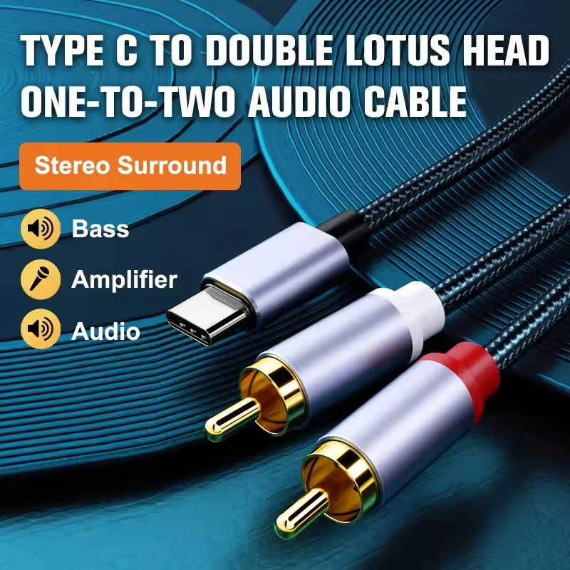 Premium USB-C to Dual RCA Audio Splitter Cable for Enhanced Sound Quality