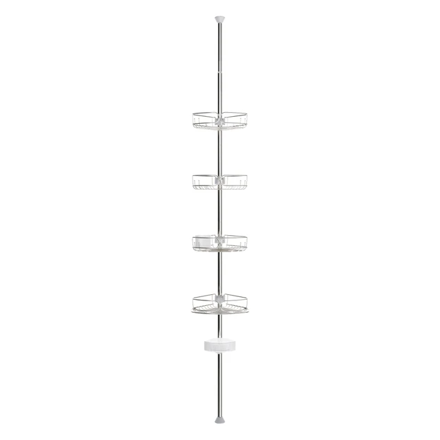 Corner Shower Caddy Tension Pole: Adjustable Stainless Steel Shower  Organizer with 4 Tier Shelf for Bathroom Bathtub Tub Shampoo -Floor  Standing Rack