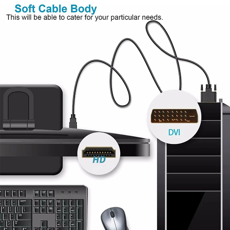 HDMI-compatible to DVI Cable Male 24+1 DVI-D Male Adapter 1080P Converter For PC HDTV DVD Xbox PS4/3 Laptop Monitor Projector hdmi to dvi converter hdmi compatible converter hdmi to dvi cable