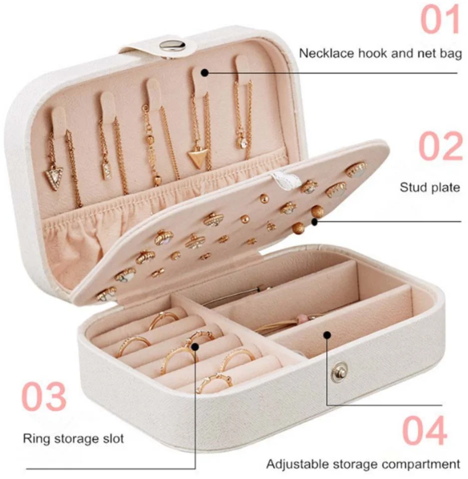 Personalized Portable Travel Jewelry Box Earring Rings Necklace Organizer Lipsticks Case for Bridesmaid Gift