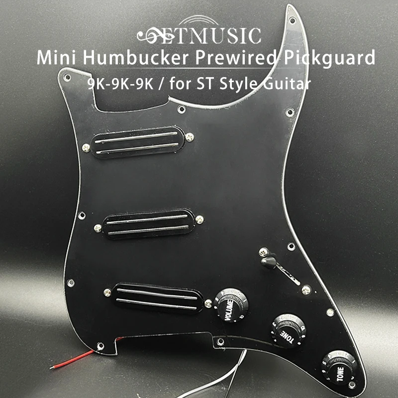 

3 Pcs Mini Humbucker Pickup Electric Guitar SSS Loaded Pickguard 9K/9K/9K Prewired Scratchplate for ST Style Guitar