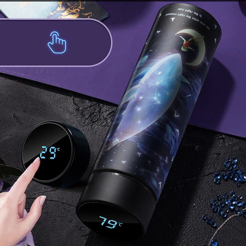 

480ml Children's Cartoon Animal Smart Thermos Bottle Stainless Steel Vacuum Flask LED Temperature Display Portable Water Bottles