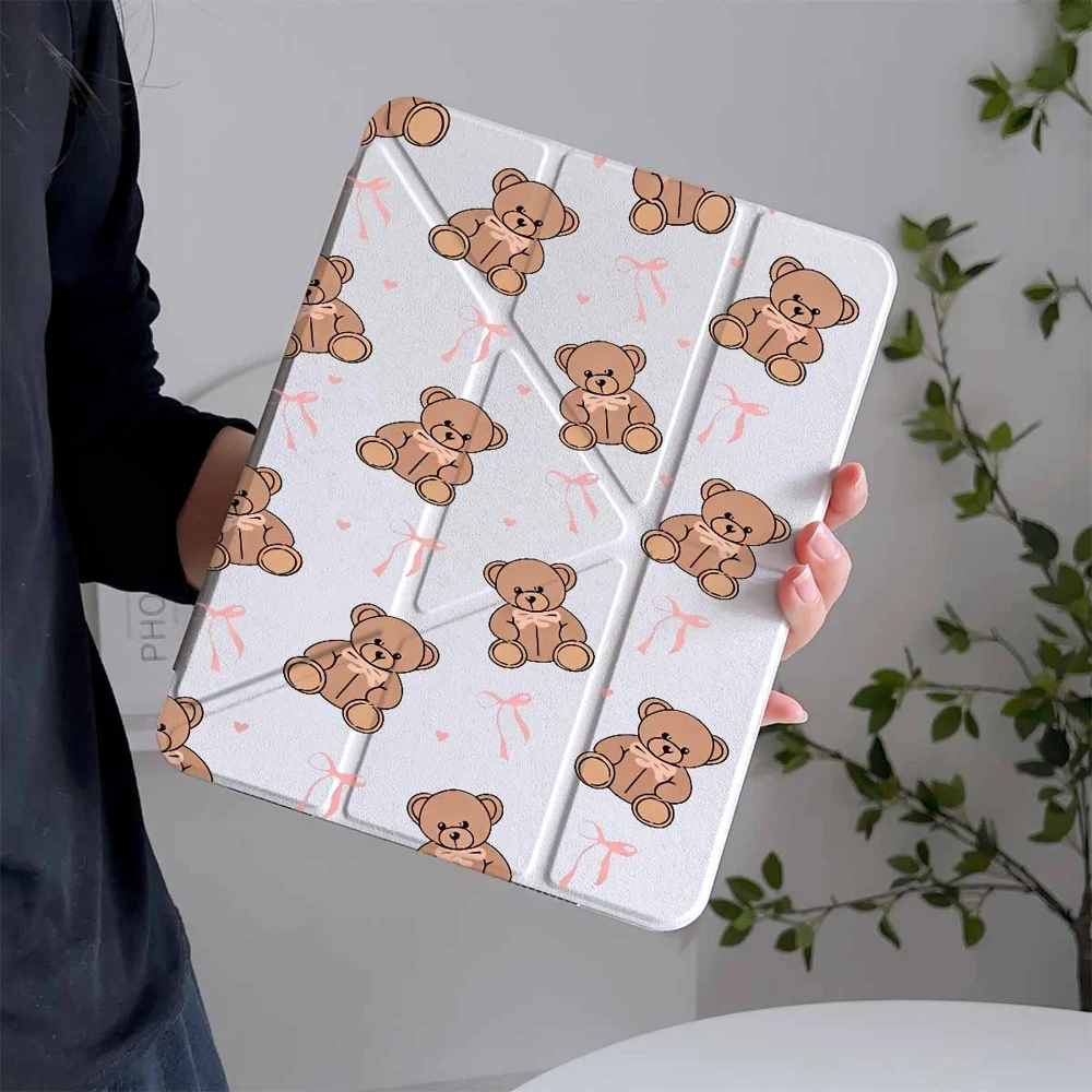 Charming Teddy Bear Tablet Case with Pen Slot - Protective Cover