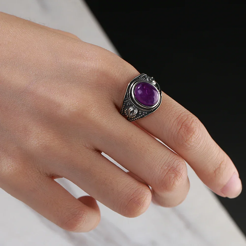 Natural Amethyst silver rings silver ring wedding rings Jewelry Rings For Women Party Wedding Anniversary Engagement Gifts Party Fine Jewelry