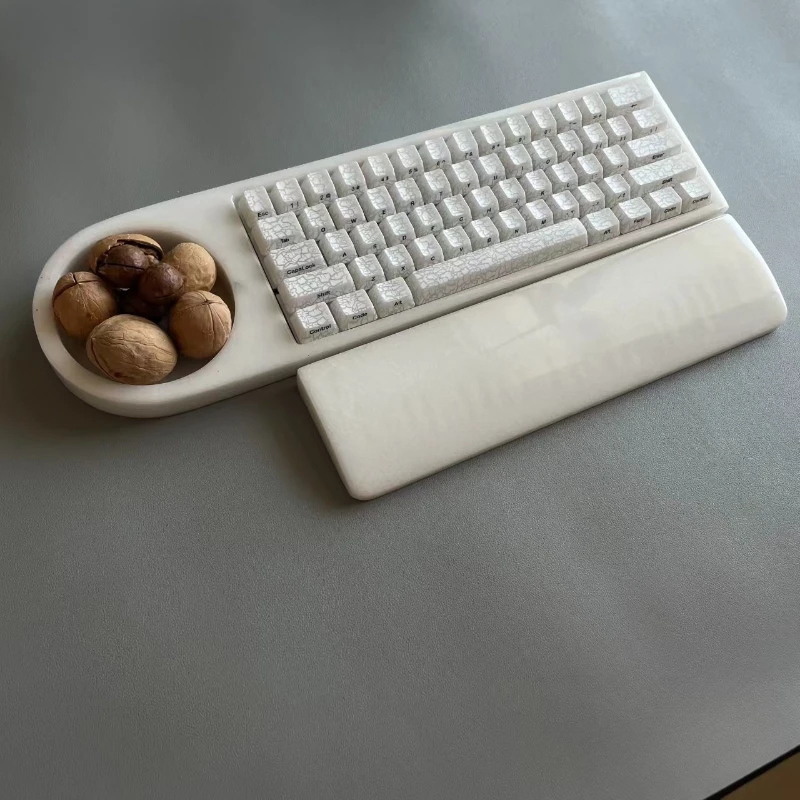 GH60 흰색 대리석 키보드 쉘 재떨이 스타일 CNC 통합 몰딩 호환 Wooting60he 60% 키보드 케이스 글레이징 공정