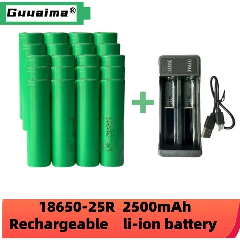 Rechargeable Lithium Battery 3.7V 18650 2500mah 25R 20A Battery Scrap for Screwdriver Flashlight