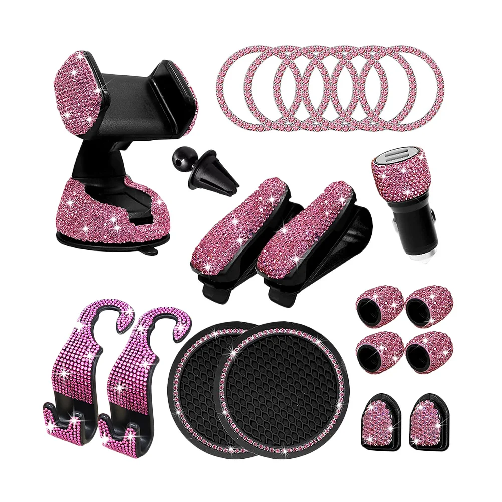 

1 Set Bling Car Accessories Bling Car Phone Stand Start Button Rings