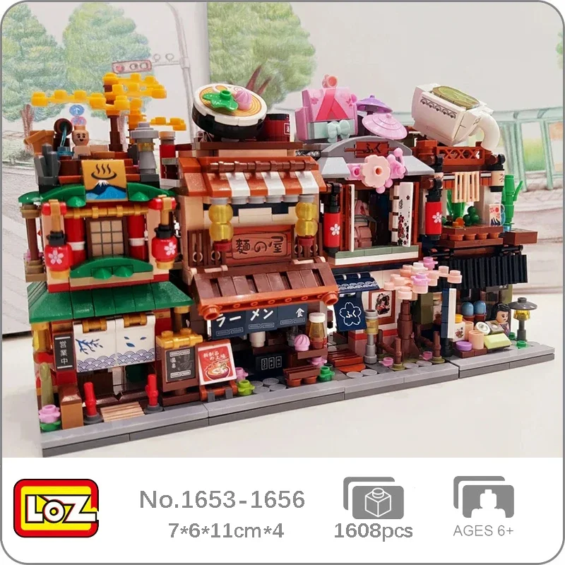 

LOZ City Street Hot Spring Bath Noodle Kimono Clothing Matcha Tea Shop Architecture Model Mini Blocks Bricks Building Toy No Box