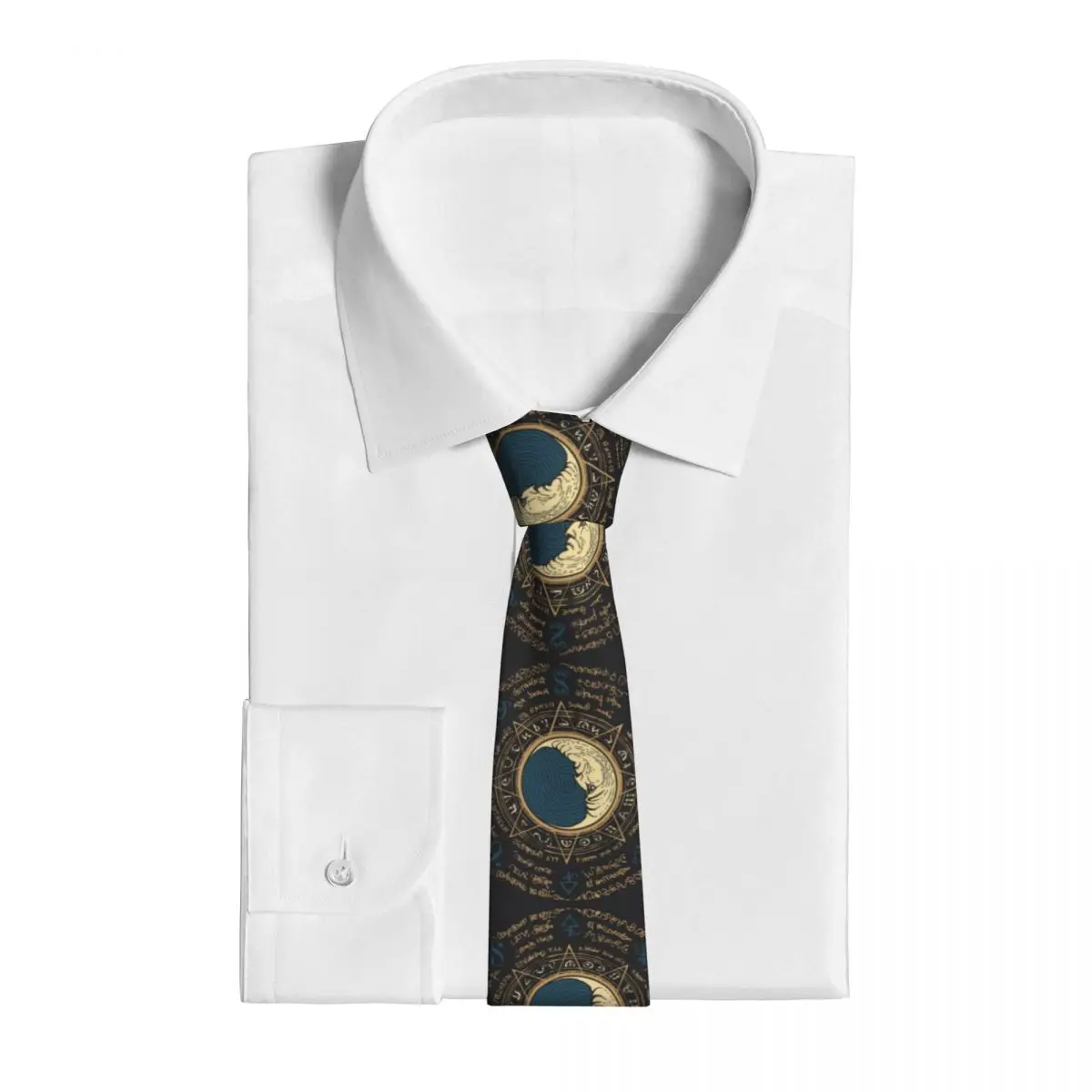 Mens Tie Slim Skinny Moon In An Octagonal Star Necktie Fashion Necktie Free Style Men Tie Party Wedding