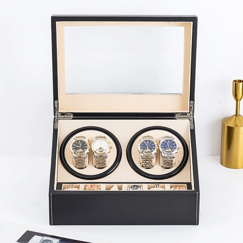Leather Silent Movement Watch Winders Box Rotating Automatic Winder Watch Boxes Mechanical Watches Display Organizer Accessories