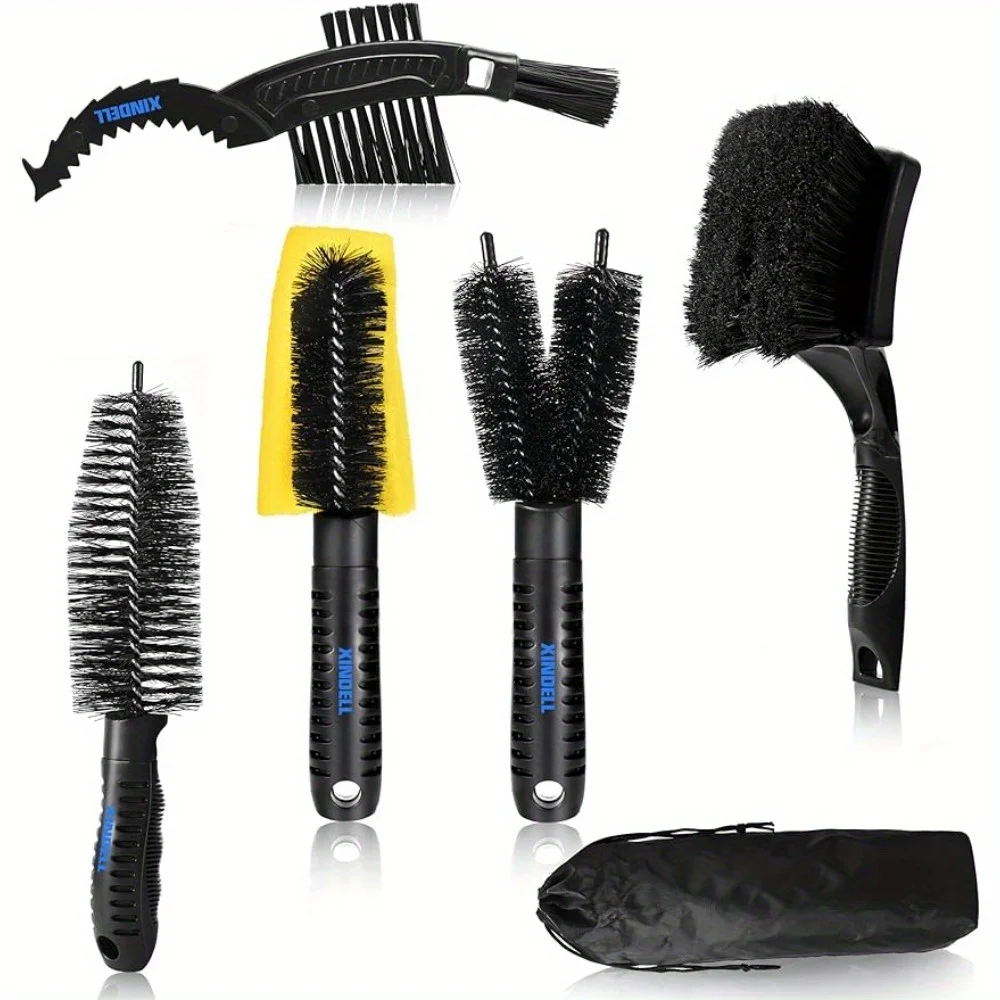 

6pcs/Set Bike Cleaning Kit - Bike Detailing Brush, Durable Nylon Bristles, Motorcycle Chain Cleaner, Bicycle Park Wash Tool, Bik
