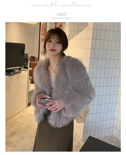 Quilted Notched Faux Fur Coat
