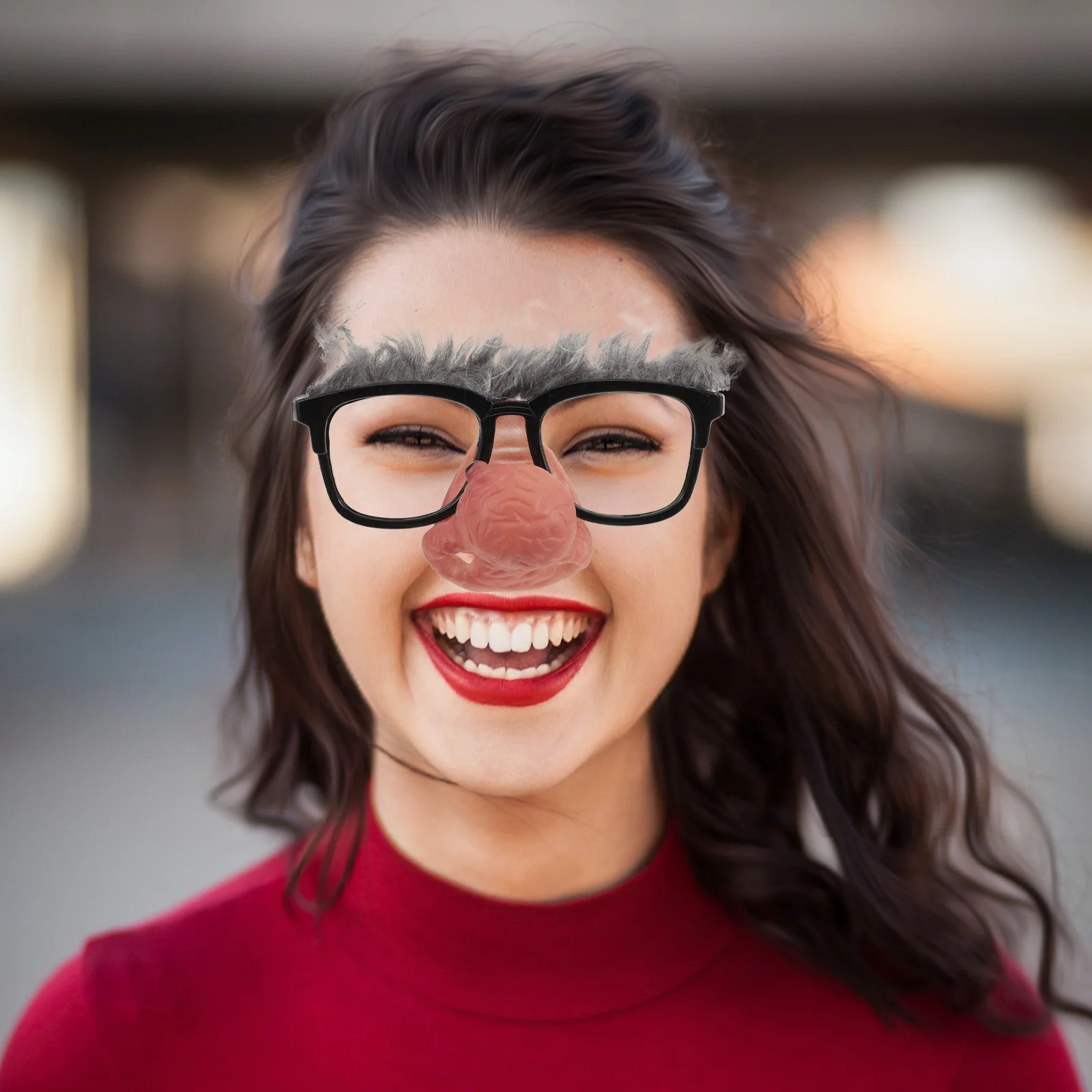 

Funny Clown Noses Glasses Shape Prop Big Nose Uncle Professional Party Props Stage Props for Christmas Halloween Party (Black)