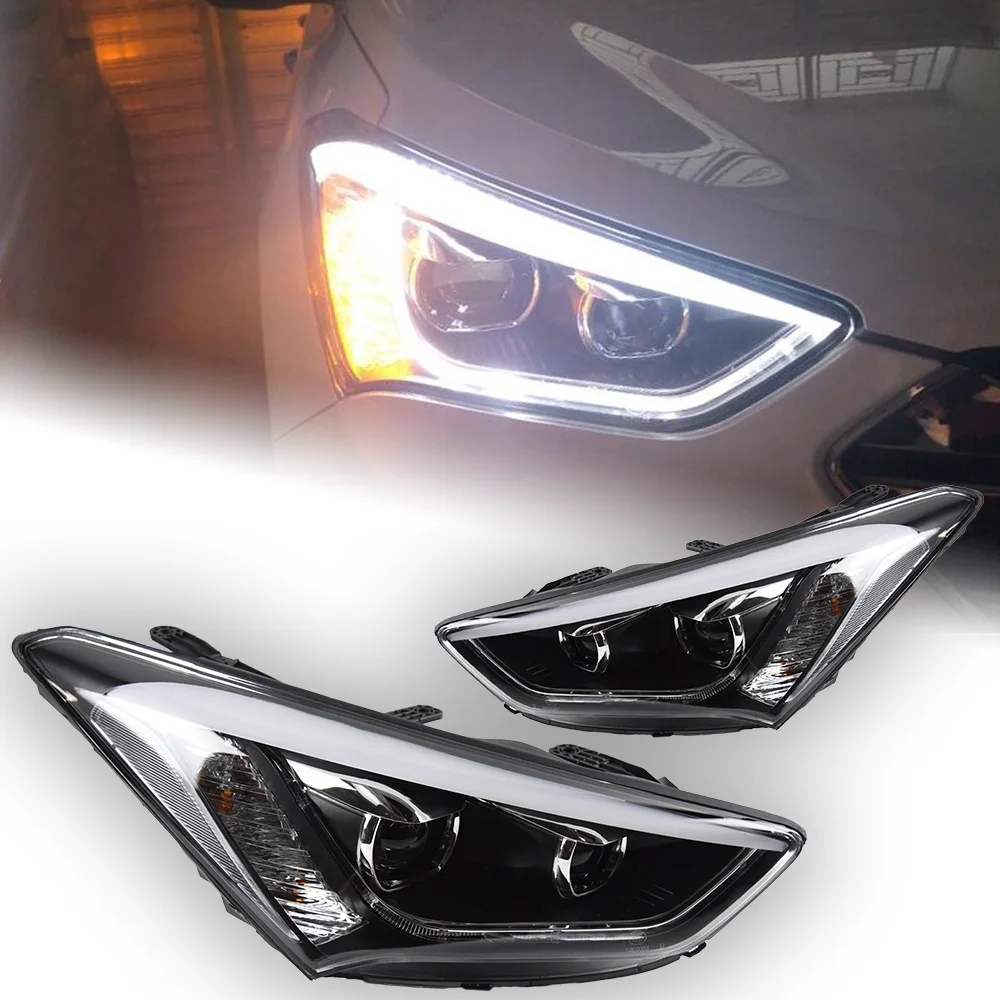 현대 IX45 LED 헤드라이트 2013-2016 자동차 시그널 헤드 램프 프로젝터 렌즈 DRL 산타페 헤드라이트 업그레이드 자동차 액세서리