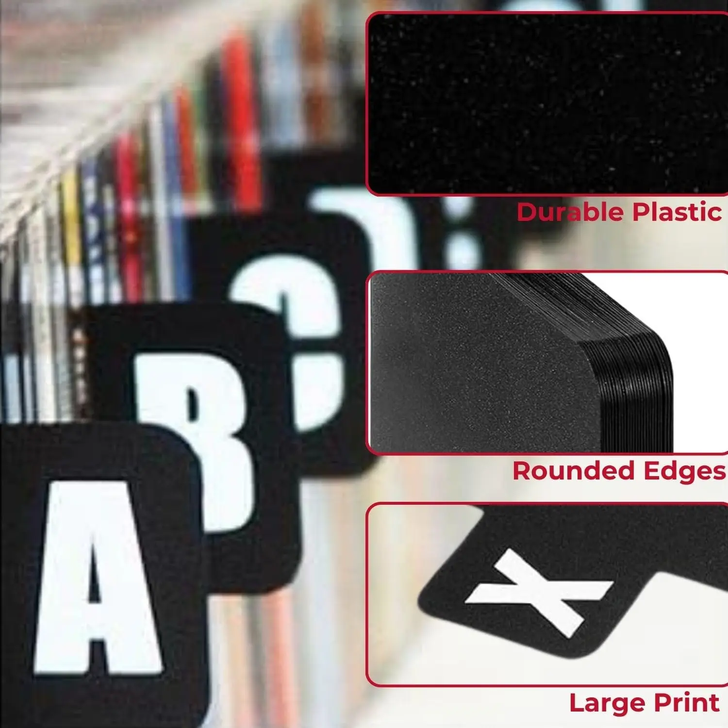 26 Pcs Acrylic Vinyl Record Dividers, A-Z DVD Organizer Dividers, File Dividers with Alphabet Tabs, Cd Record Index Card - 4