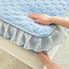 Summer Girls Solid Color Lace Bed Skirt Soft Mattress Mat Cover Home Washable Fitted Bedsheet Queen King Size(No Pillowcase) 1pc 4