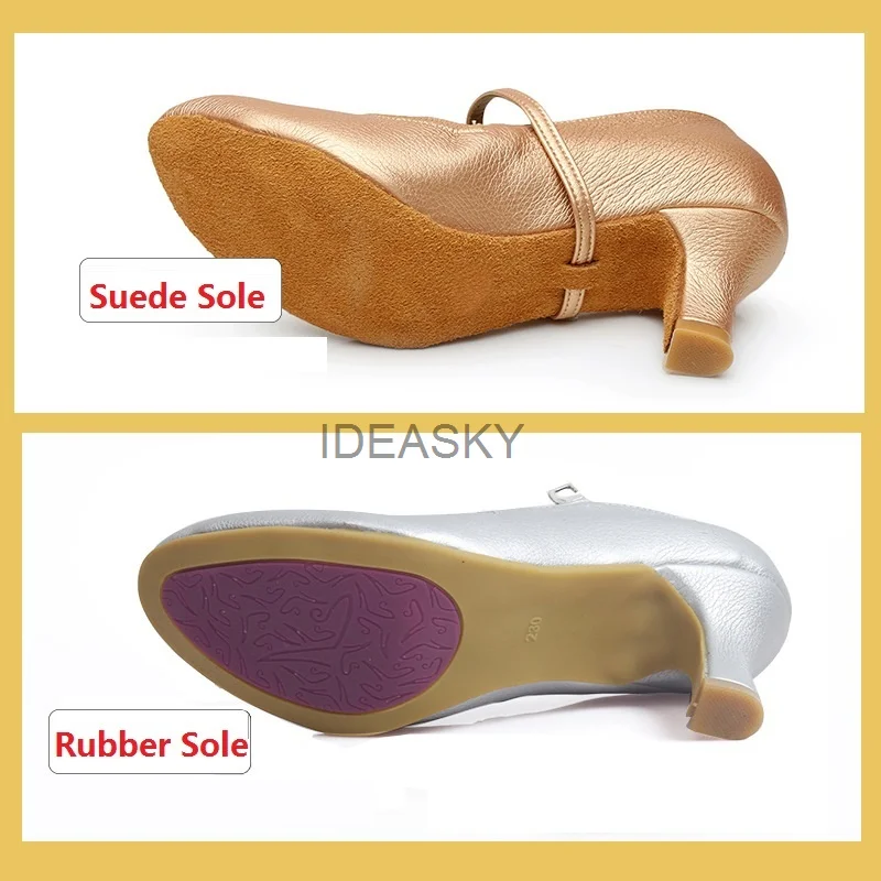 Modern Dance Shoes Women Girls Dancing Shoes High Heeled Ballroom Suede rubber sole Latin Dance Shoes For Women 5CM 7CM Heel 3