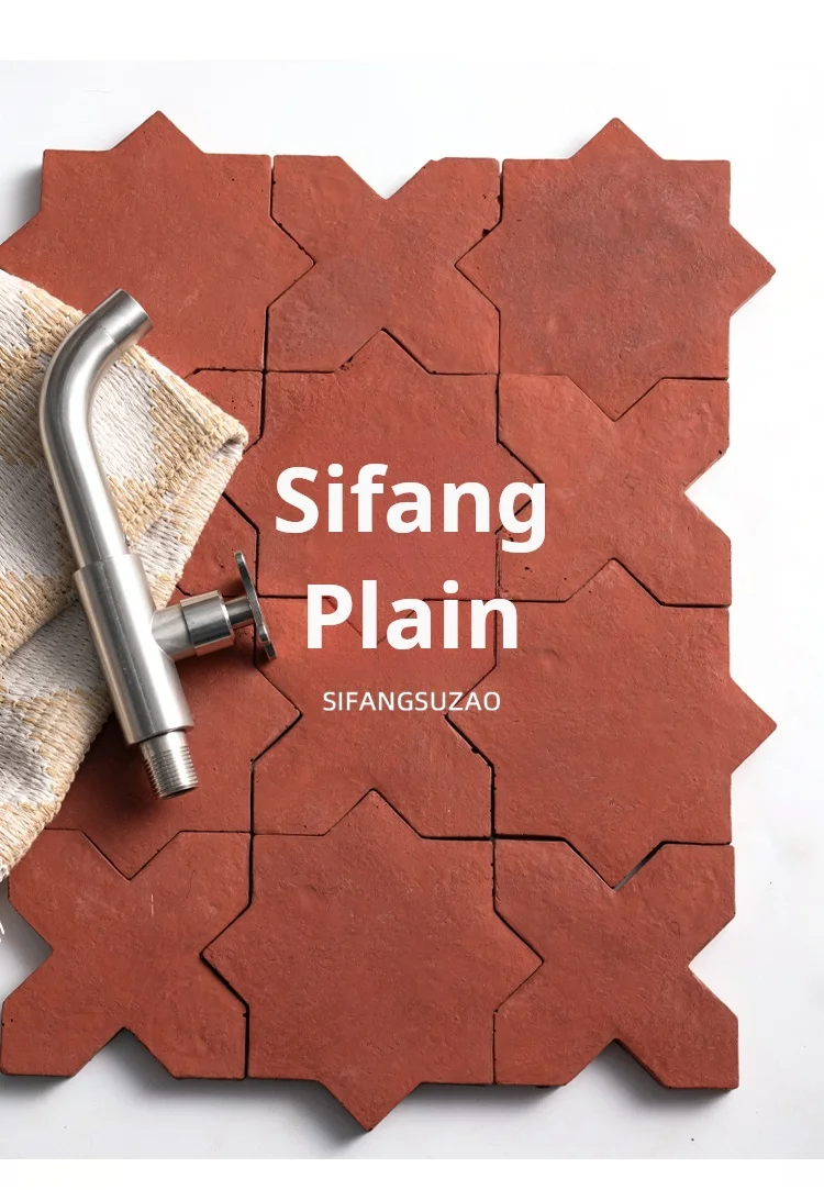 Description Picture 3 of itemRetro geometric all-over cement brick cross star background wall tile commercial space wall handmade brick