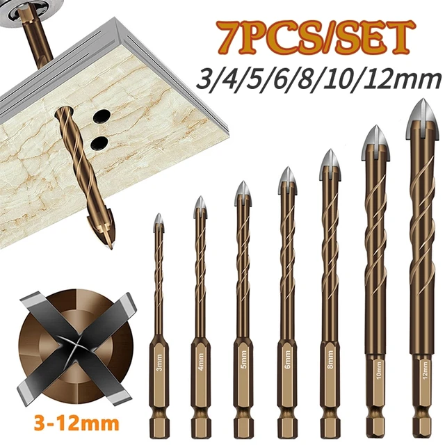 CSOOM 10-Piece Concrete & Tile Drill Bit Set - Carbide Tipped, Hex Shank For Masonry & Glass - View #7