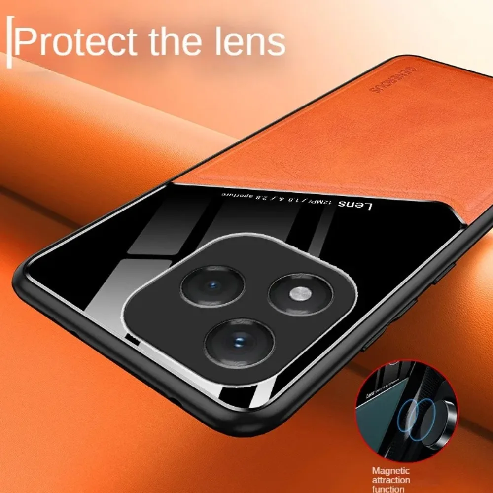 Leather Magnetic Car Holder Phone Case - Shockproof Protective Cover