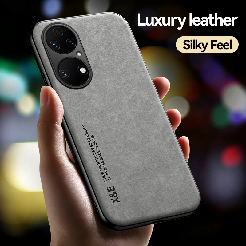 Luxury Leather Magnetic Case For Huawei P50 Pro P40 P30 Lite P20 Mate 20 30 40 Pro Nova 9 Shockproof Bumper Soft Back Cover