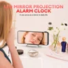 New LED Mirror Projection Alarm Clock Electronic Table Clock Bedside Desk Clock Temperature Date Display Snooze Alarm Clock 5