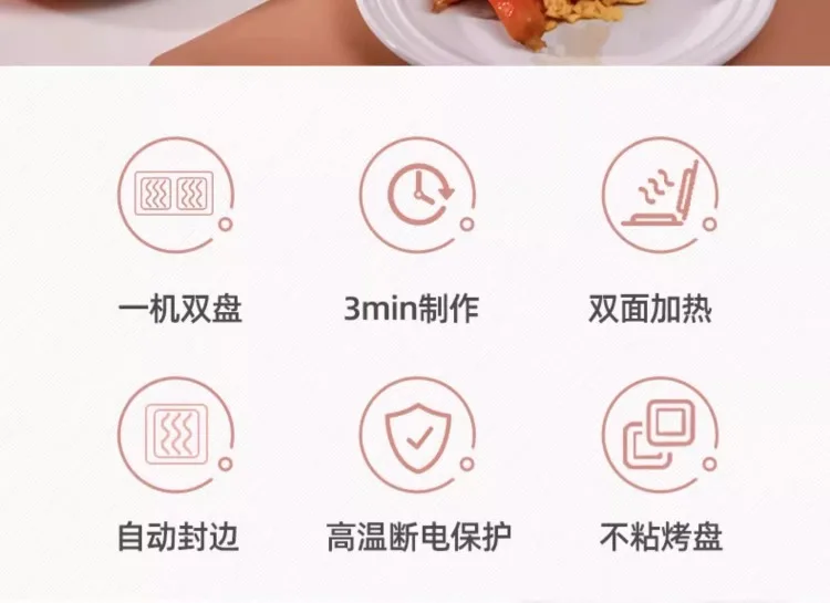 Description Picture 3 of item220V Shuoning Dual Plate Sandwich Maker Breakfast Machine Multifunctional Waffle Iron Hot Press Toaster C