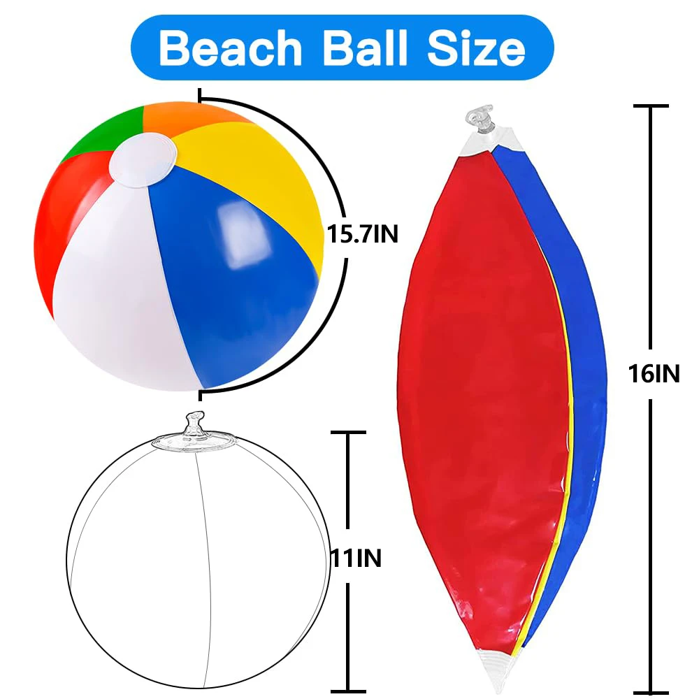 Rainbow Beach Balls With Air Pump Rainbow Inflatable Swimming Pool Water Games Toys for Kids Summer Beach Party Supplies Decor 6