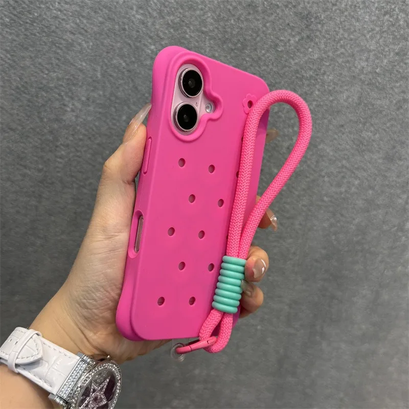 Soft Polka Dot Silicone Case with Lanyard Wristband and Heat Dissipation