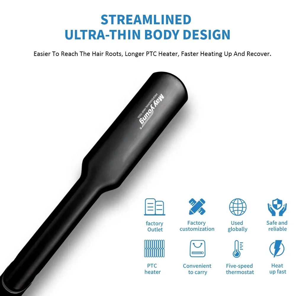 M524A Dual Voltage Wide Titanium Flat Iron Professional Straightening Irons with Adjustable Temp Hair Straightener For Household