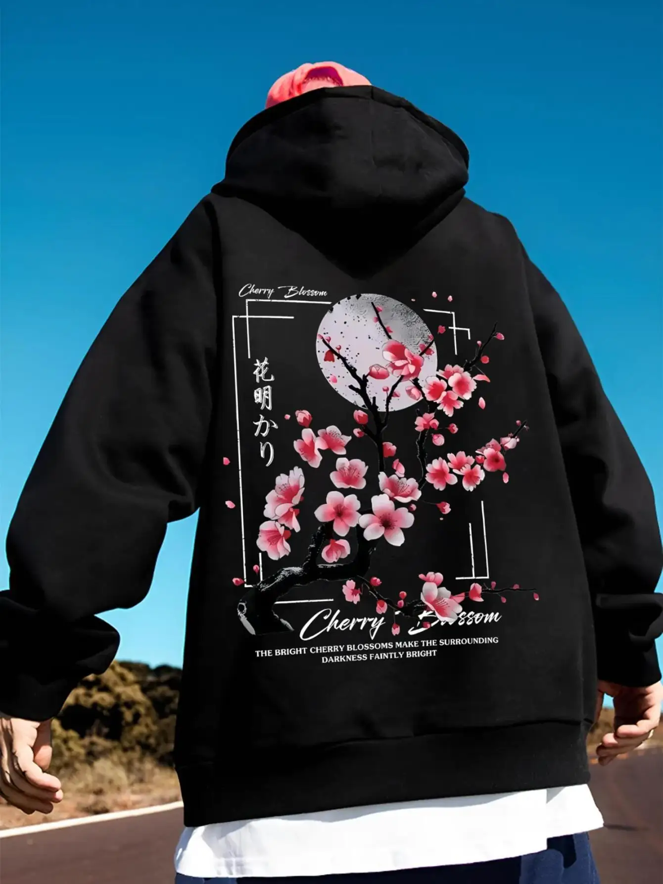 Cherry Blossom Moon Herren Damen Hoodie Outdoor Street Japan Harajuku Retro Casual Loose Sport Trend Erwachsene Herbst Winter Sweatshirt