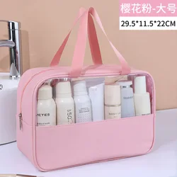 Clear Waterproof Large - Capacity Makeup and Toiletries Bag (Pink L)