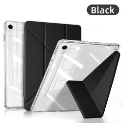 Ultra - Thin Magnetic Transparent Acrylic Back with Pencil Holder - Tab S9 FE (BLACK)