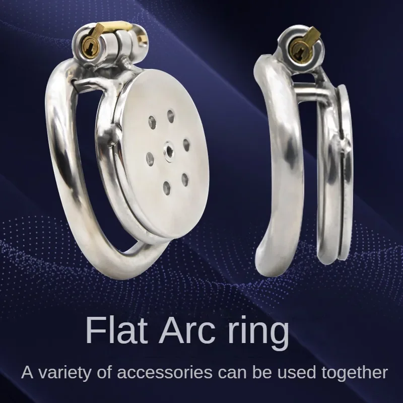 Sex Toys Male Chastity Device Flat Round Hole Metal Lock Cock Cage