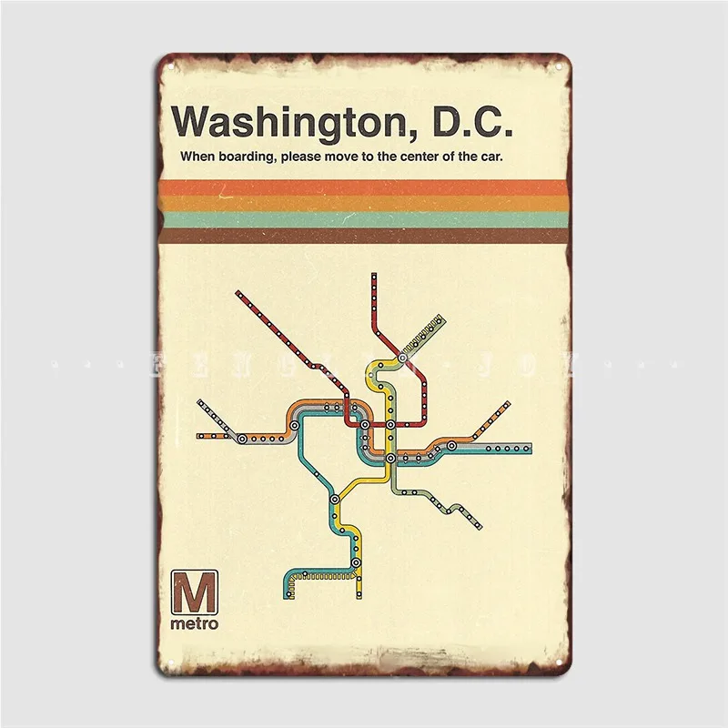 

Вашингтон D.C. Металлический постер Metro, настенная пещера, бар, пещера, индивидуальный фотографический знак, постеры