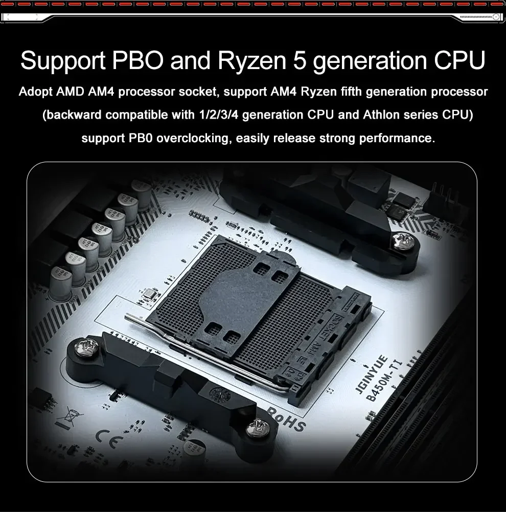Description Picture 4 of itemJGINYUE AM4 B450 Motherboard Set With AMD Ryzen R5 3600X CPU 2*16GB=32GB DDR4 Dual Channel Memory RAM M-ATX B450M-TI