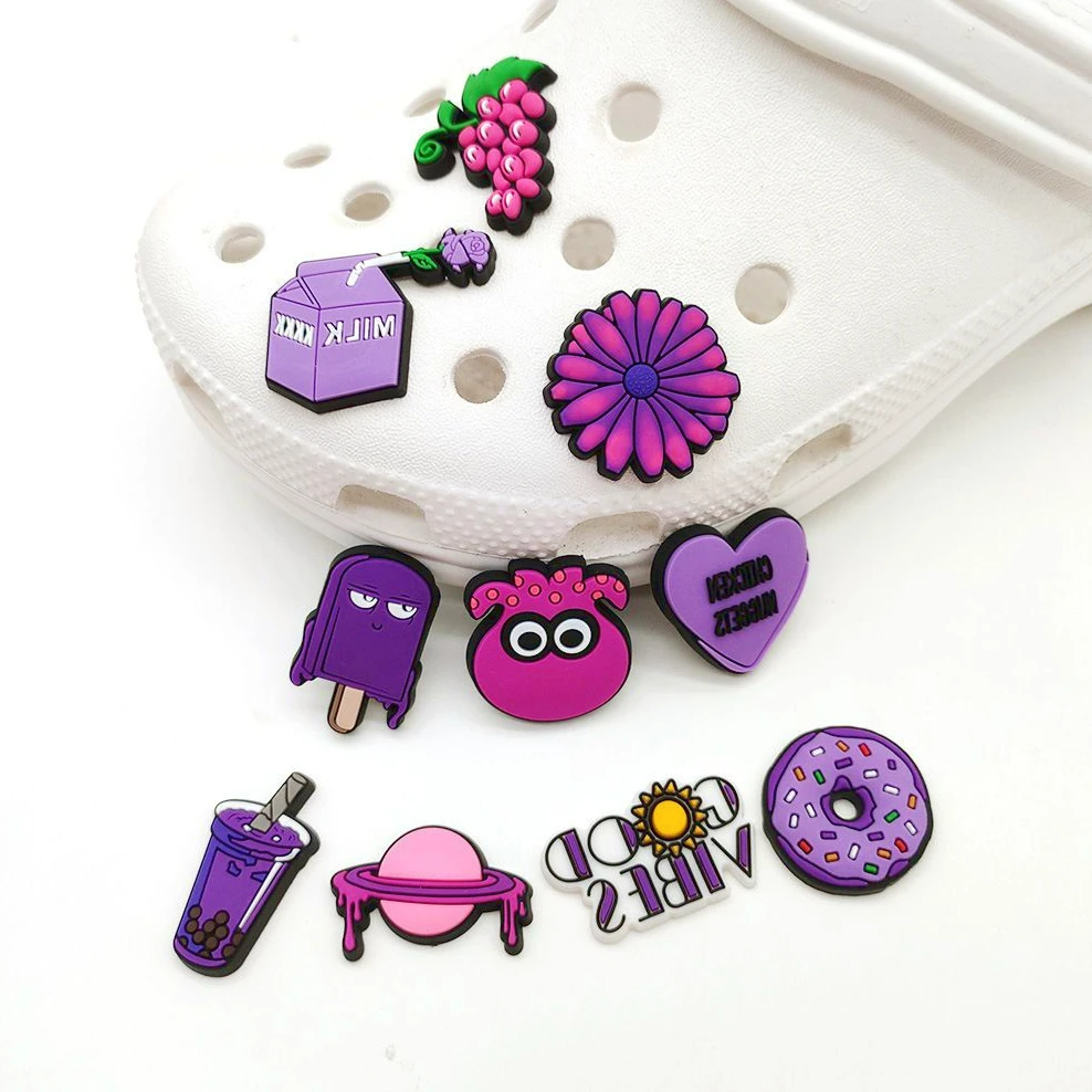 10pcs /set Shoe Charms Lovely Purple Series Cartoon Pvc Shoe Decoration