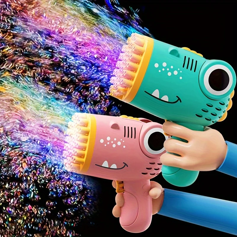 

40 Hole Dinosaur Bubble Machine Fully Automatic Children's Handheld Gatling Bubble Machine Children's Blowing Bubble Toys