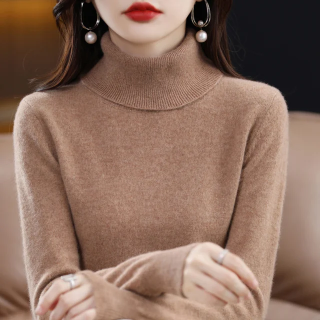 High-Collared Cashmere Loose Solid Sweater