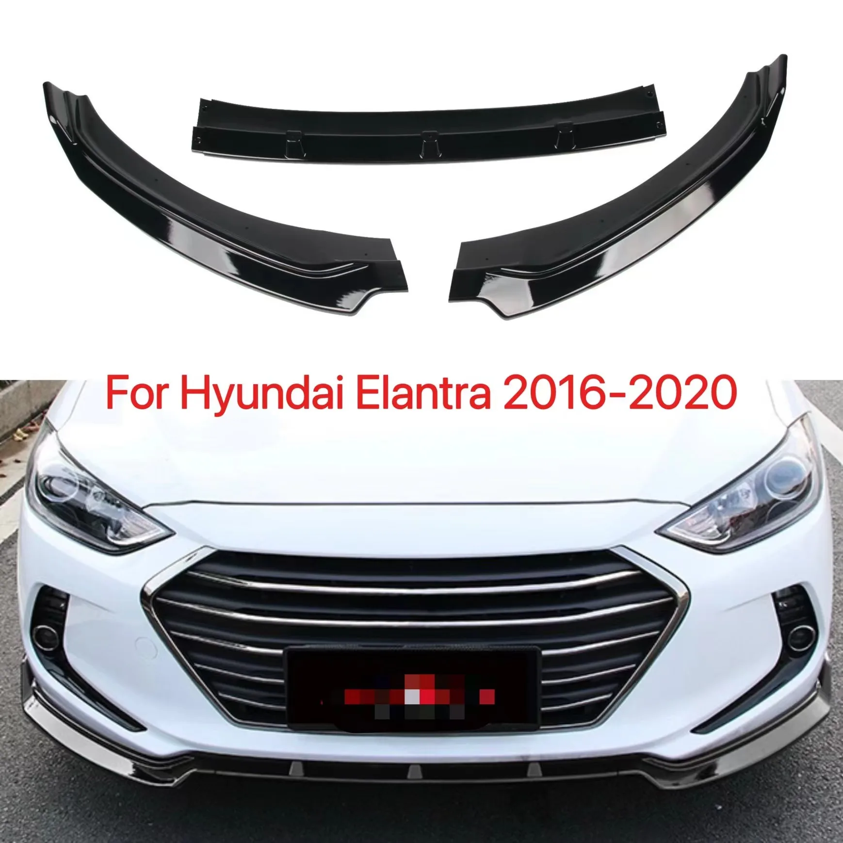 

3PCS Car Front Bumper Lip Spoiler Splitter Diffuser Detachable Body Kit Cover Guard For Hyundai Elantra 2016 2017 2018 2019