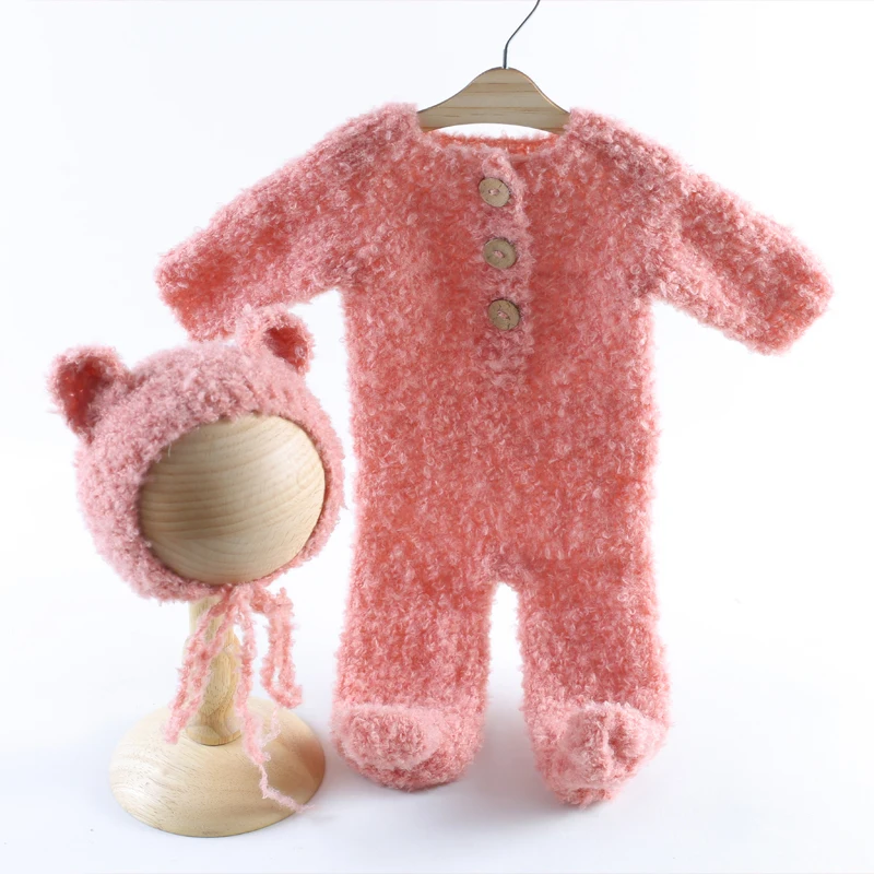 hand-knitted-newborn-outfit-teddy-bear-hat-photography-props-vintage-baby-stretch-romper-overall-clothing-photo-props