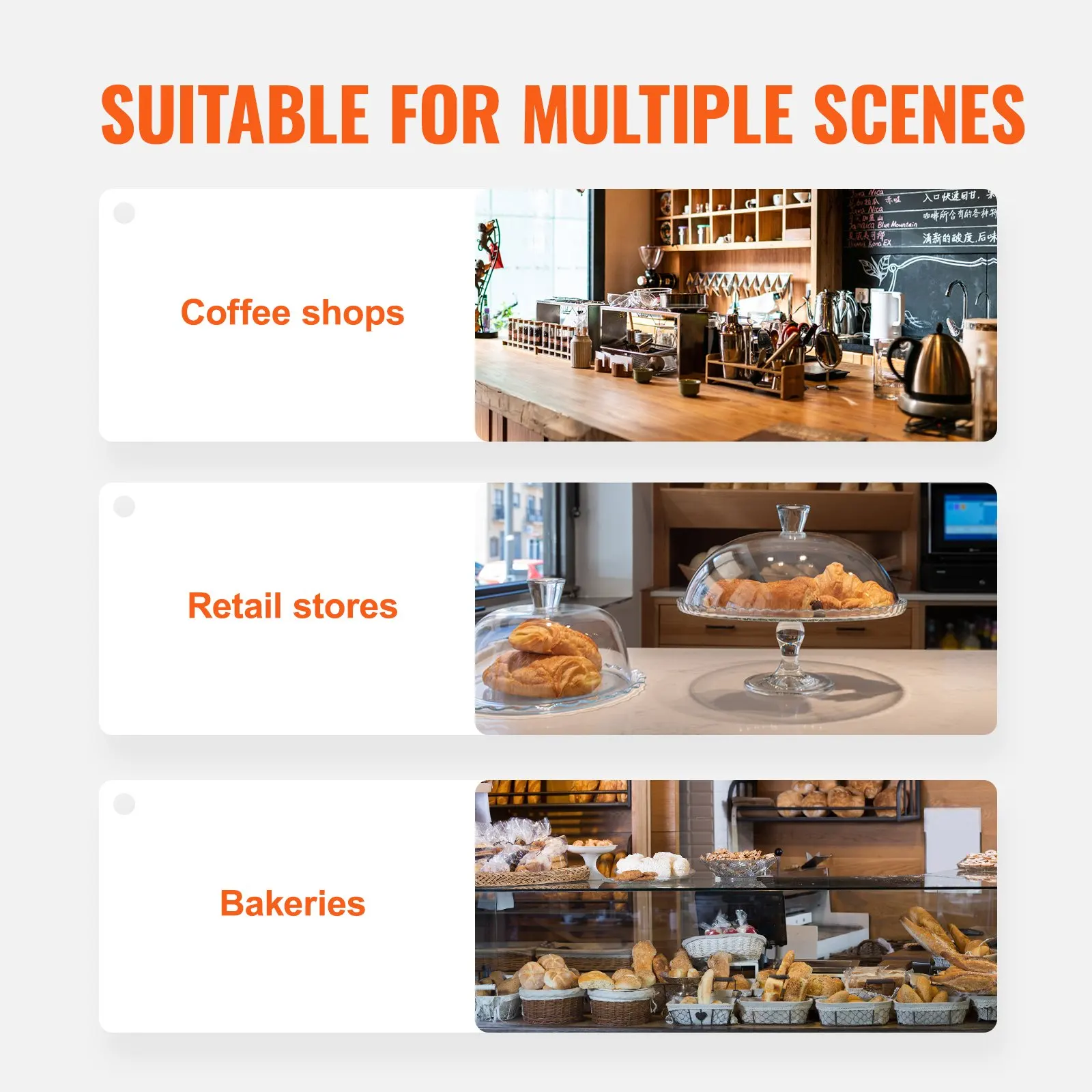 VEVOR Pastry Display Case,2/3Tier Countertop Bakery Display Case, Acrylic Display Box ,Keep Fresh for Donut Bagels Cake Cookie 6