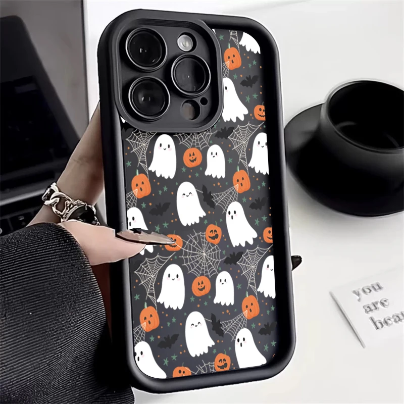 Silicone Halloween Pumpkin Ghost Phone Case - Soft Cover