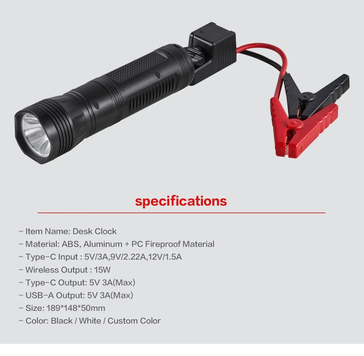 Flashlight Jump StarterJump Starter Power Bank Strong Flashlight 7200mAh High-Ratio Polymer Lithium Battery