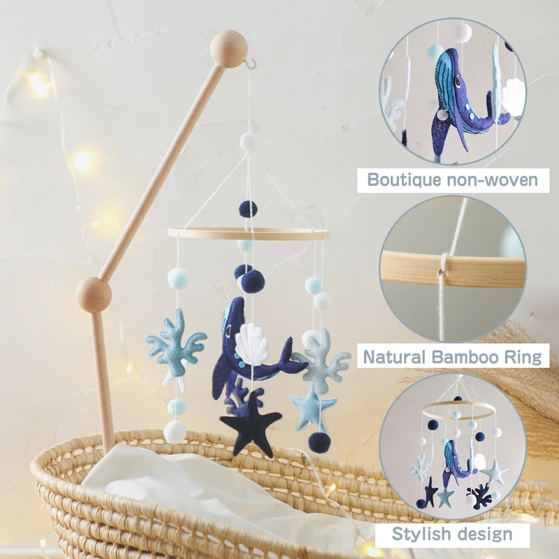 Baby Rattles Toys 0-12 Months Musical Newborn Cute Whale Animal Crib Bed Bell Mobile Toddler Rattles Carousel For Cots Kids Gift - 4