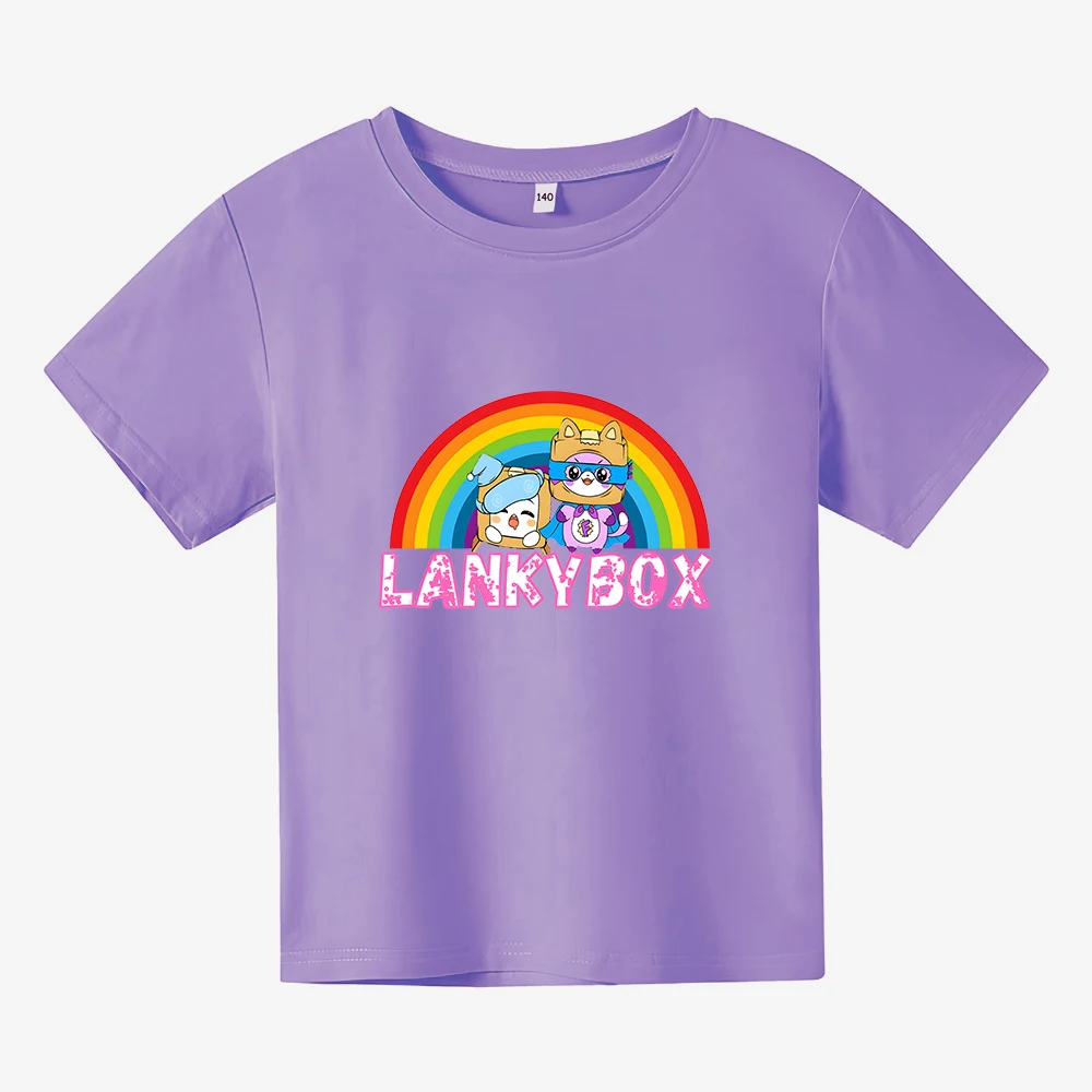 Lanky Box Shirt Kids Summer Clothes Lankybox T-Shirt Unisex Fashion Short Sleeve Top Boys Graphic Tee 100% Cotton Girls Clothing |