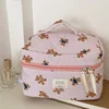 Cute Bear Flower Quilting Cotton Makeup Bag Women Zipper Cosmetic Organizer Female Cloth Handbag Toiletry Case for Girls 6